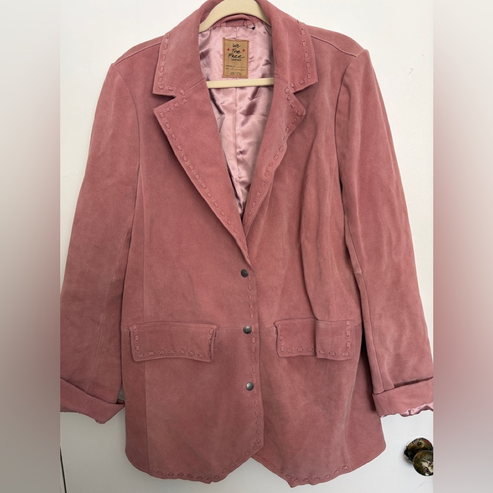 We The Free Blush Pink Suede Blazer